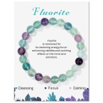 Fluorite Gemstone Stretchy 8mm Ball Bracelet With Message Card (55mm)